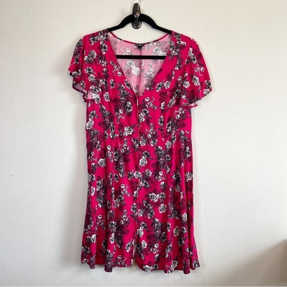 Torrid Acas Flutter Sleeve Button Front Mini Dres… - image 2